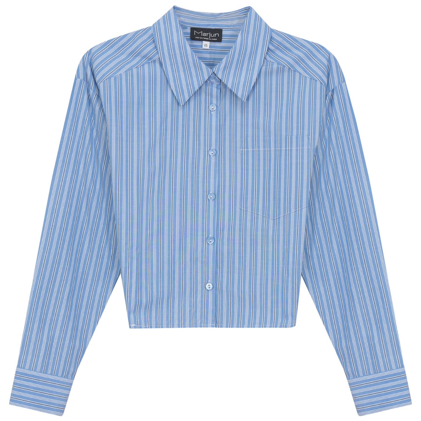 Cropped Striped Blouse Medium Denim