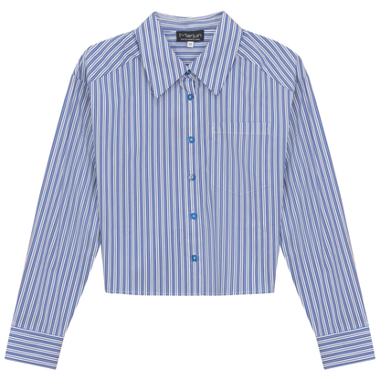 Cropped Striped Blouse Sapphire