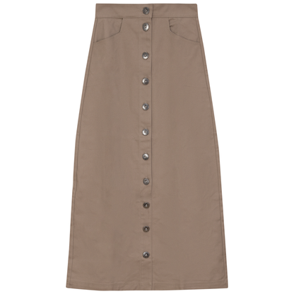 Cotton Maxi Button Skirt Stone