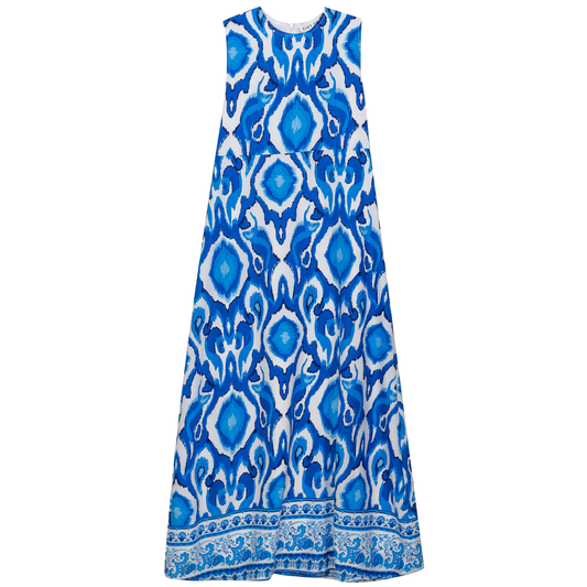 Printed Satin A Line Jumper Sapphire