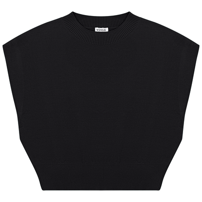 Cropped Knit Vest Black