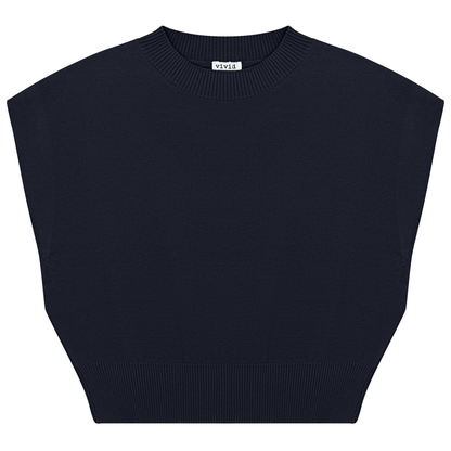Cropped Knit Vest Dark Navy
