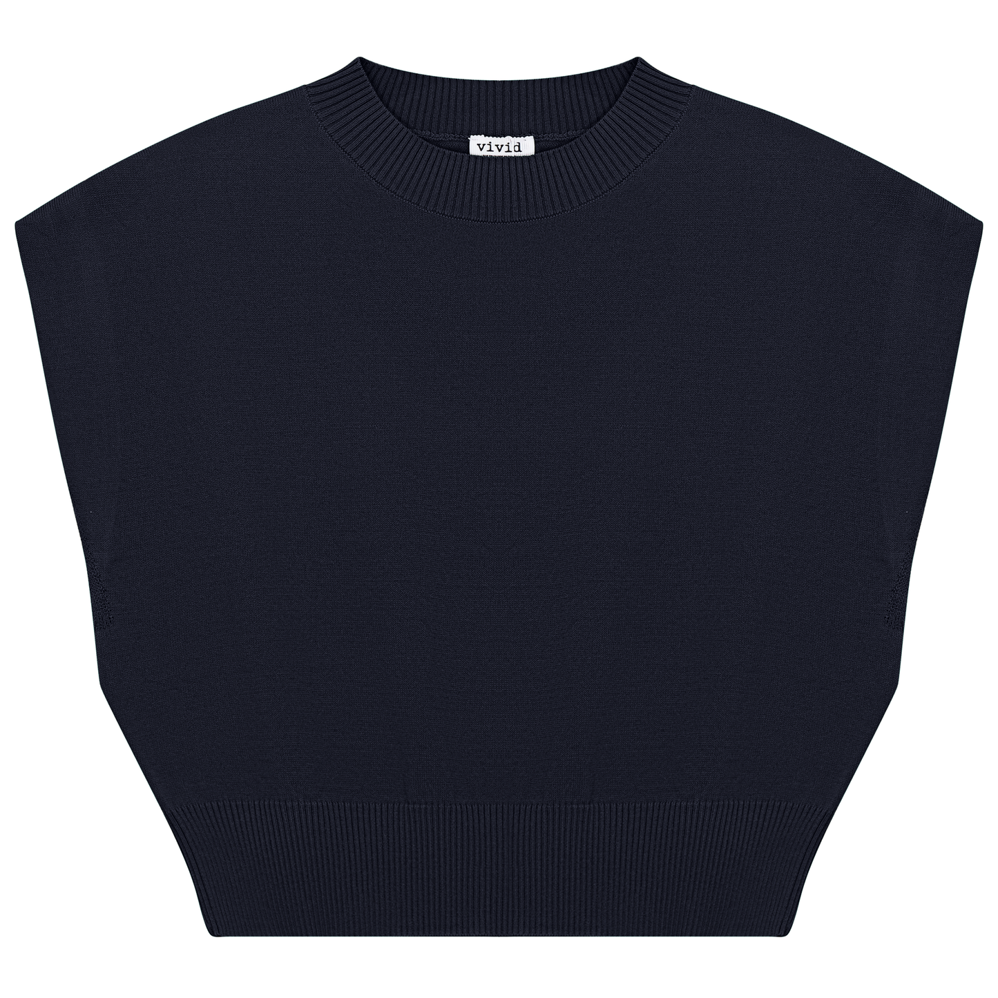 Cropped Knit Vest Dark Navy