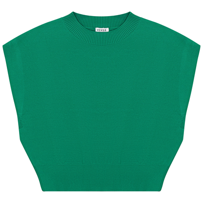 Cropped Knit Vest Emerald Green