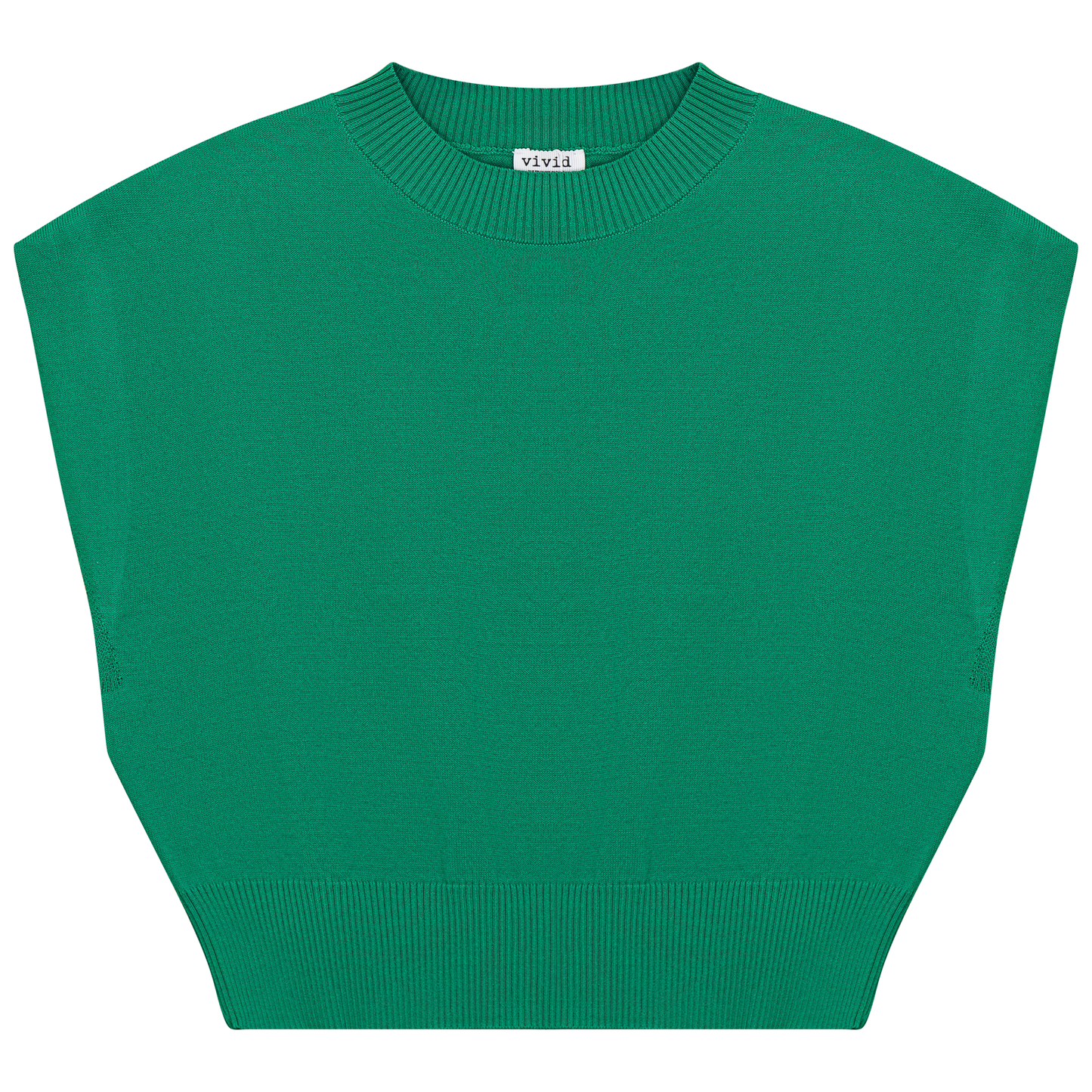 Cropped Knit Vest Emerald Green