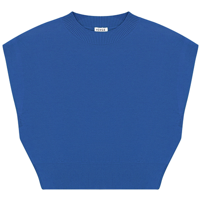 Cropped Knit Vest Medium Denim