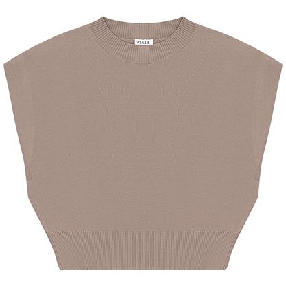 Cropped Knit Vest Stone
