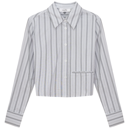 Cropped Stripped Blouse Black Black