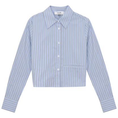 Cropped Stripped Blouse Blue Black