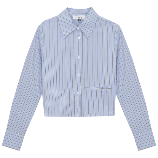 Cropped Stripped Blouse Blue Black