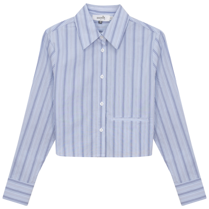 Cropped Stripped Blouse Blue Denim