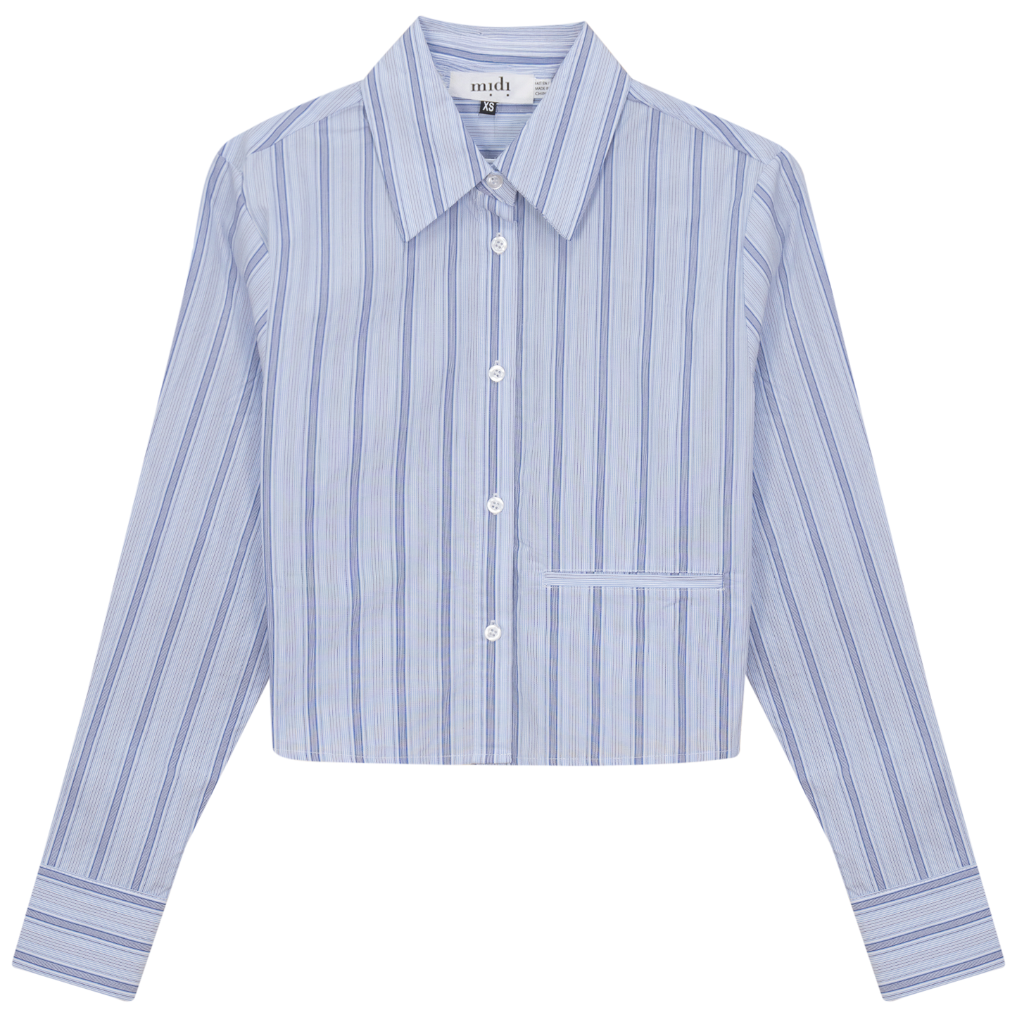 Cropped Stripped Blouse Blue Denim