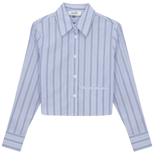 Cropped Stripped Blouse Blue Denim