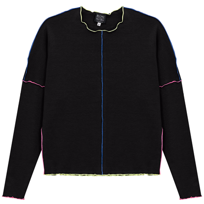 Contrast Top Stitch Top Black