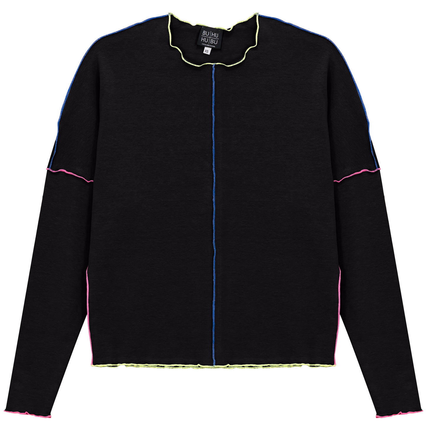 Contrast Top Stitch Top Black