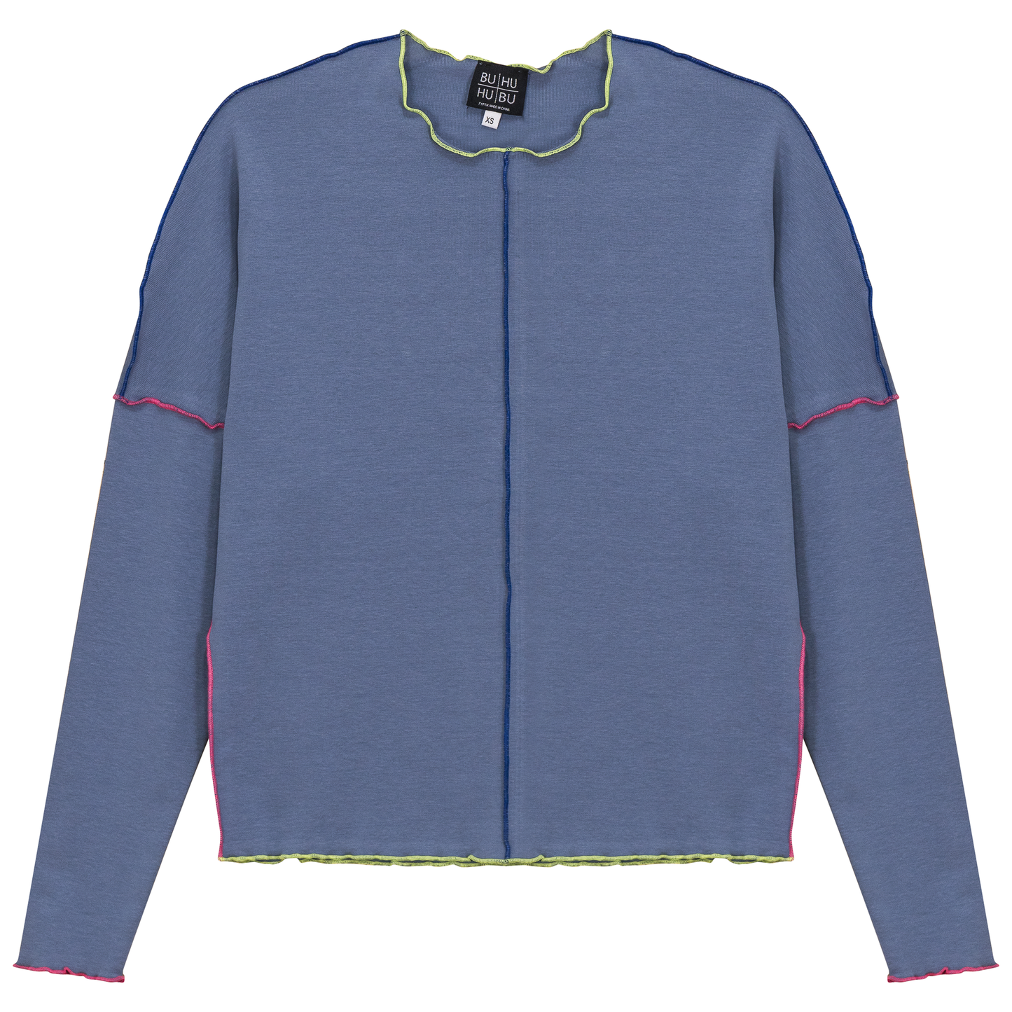 Contrast Top Stitch Top Chambray