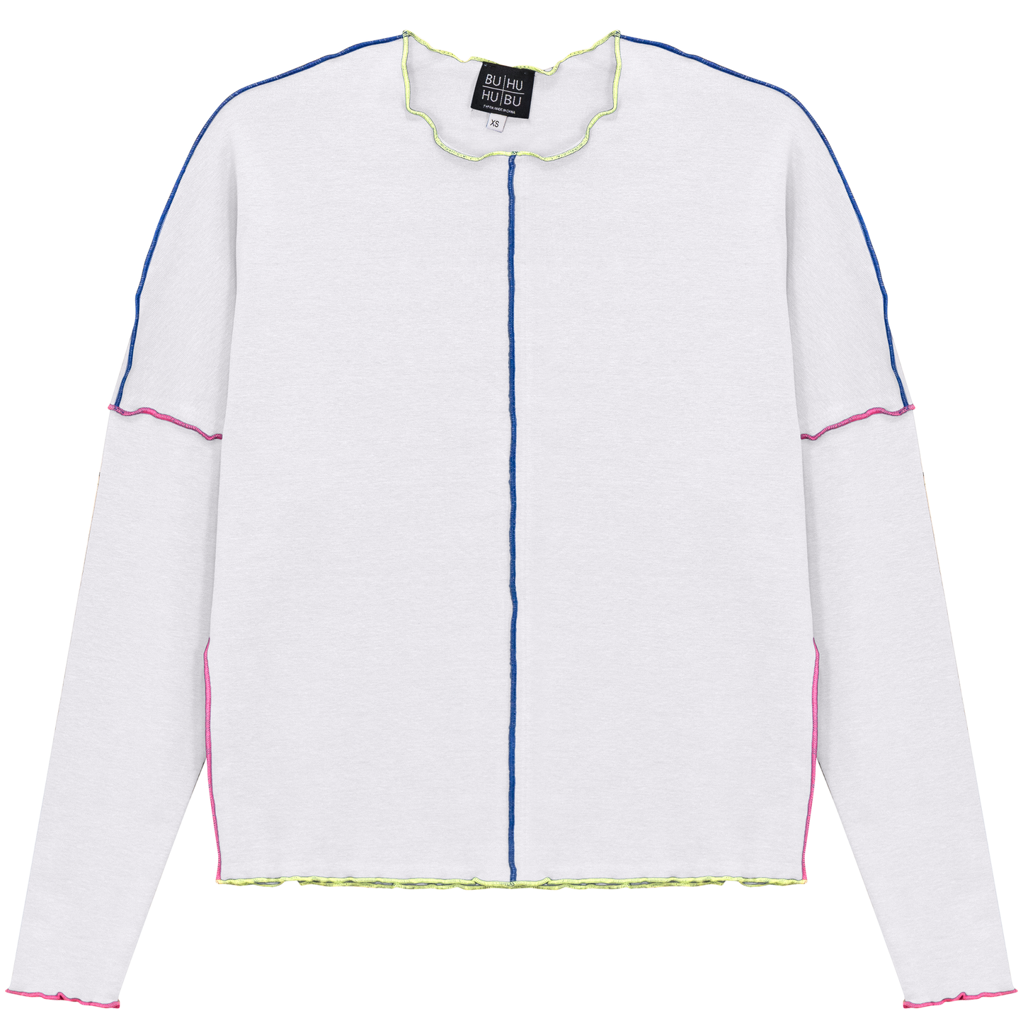 Contrast Top Stitch Top White