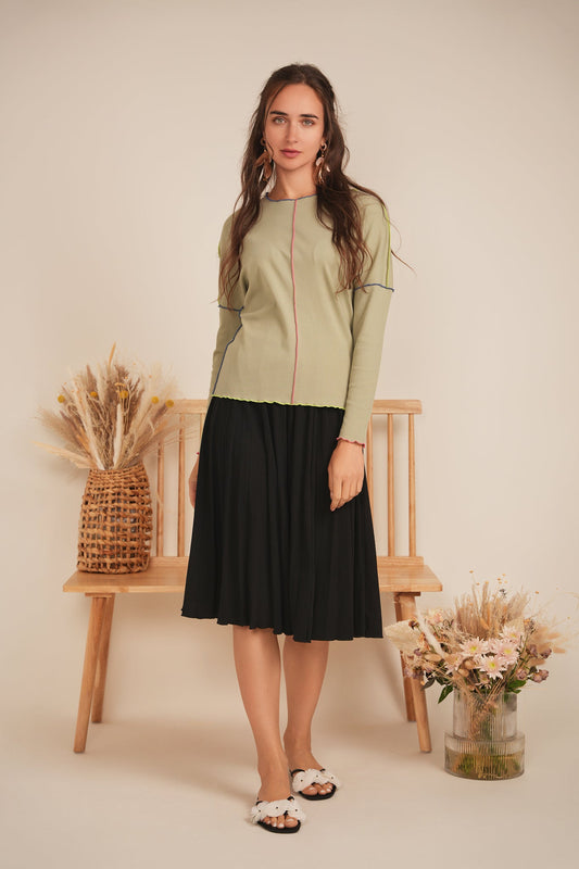 Contrast Top Stitch Top