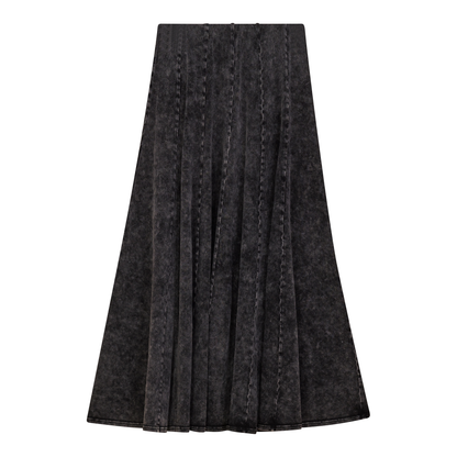 Mineral Wash Panel Midi Skirt Black Wash