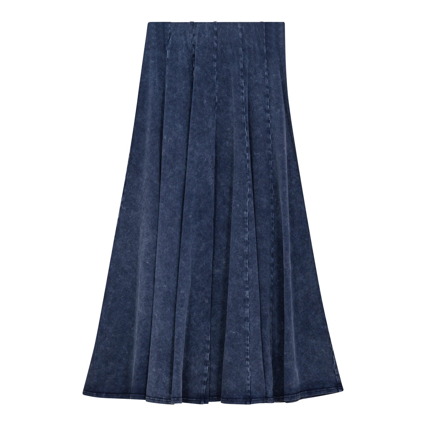 Mineral Wash Panel Midi Skirt Dark Denim Wash