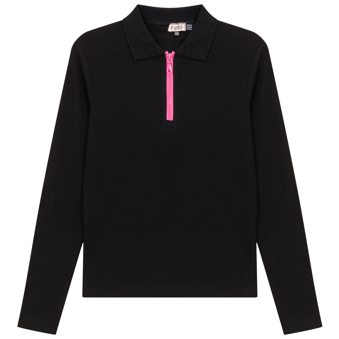 Henley Contrast Zip Tee Black Pink