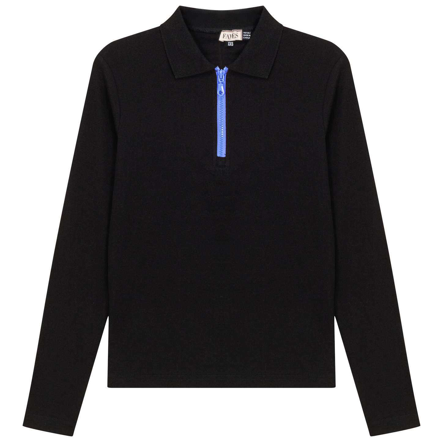 Henley Contrast Zip Tee Black Royal
