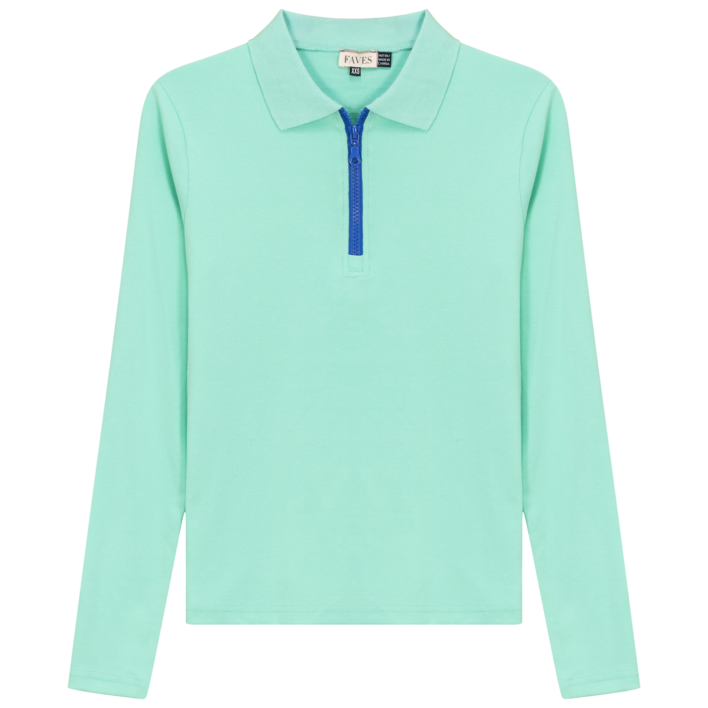 Henley Contrast Zip Tee Pepper Mint Royal