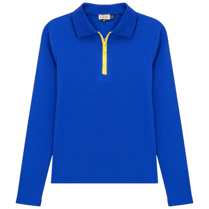 Henley Contrast Zip Tee Sapphire Yellow
