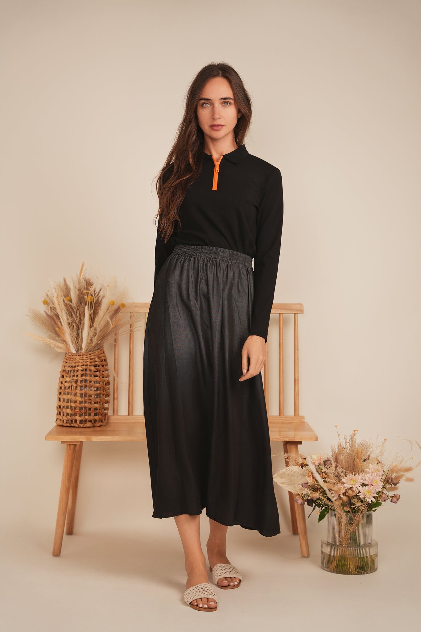 Henley Contrast Zip Tee