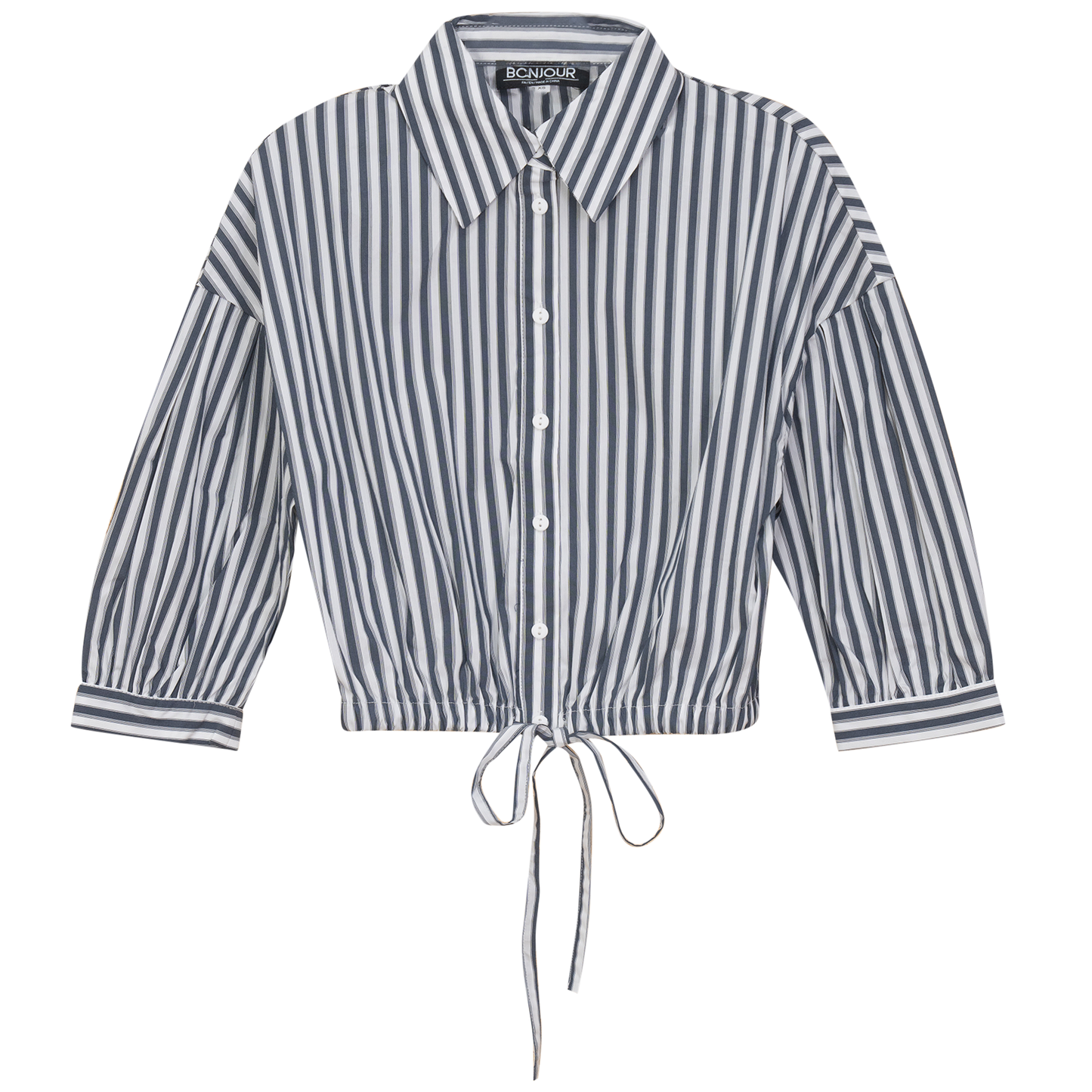 Striped Cropped Bungee Blouse Chambray