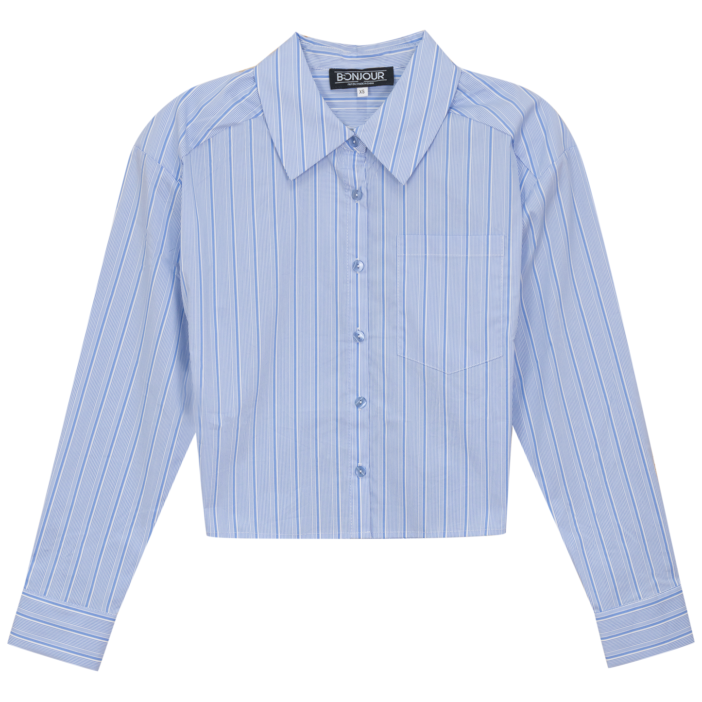 Cropped Stripped Blouse Denim Mini Stripe