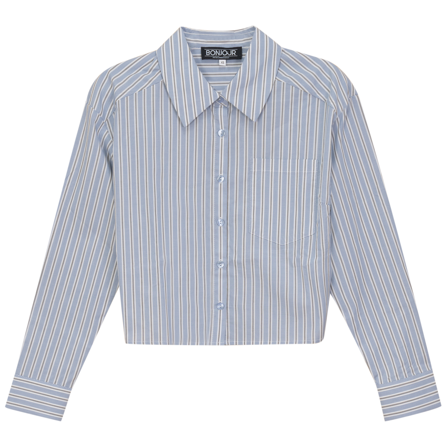 Cropped Stripped Blouse Light Denim Beige