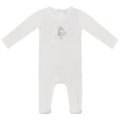 Boy and Girl Print Onesie Off White Pink