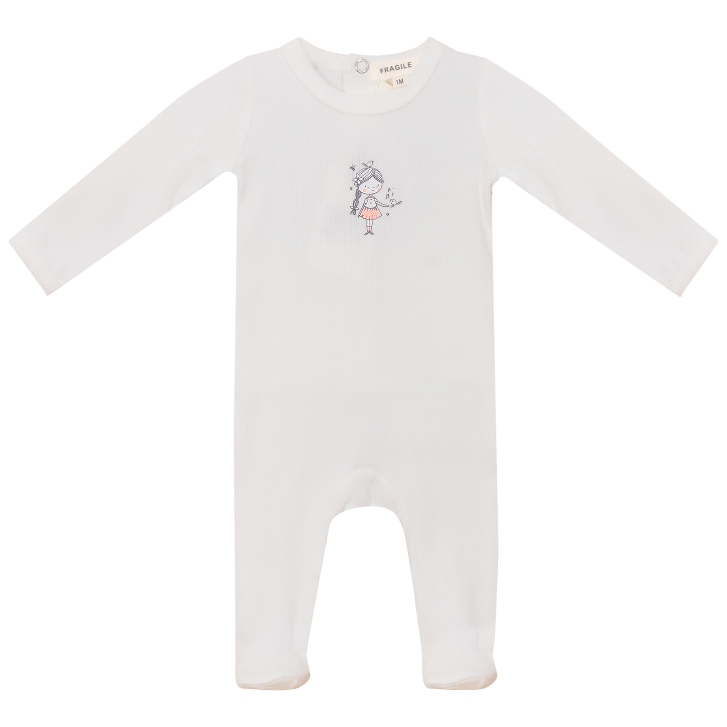 Boy and Girl Print Onesie Off White Pink