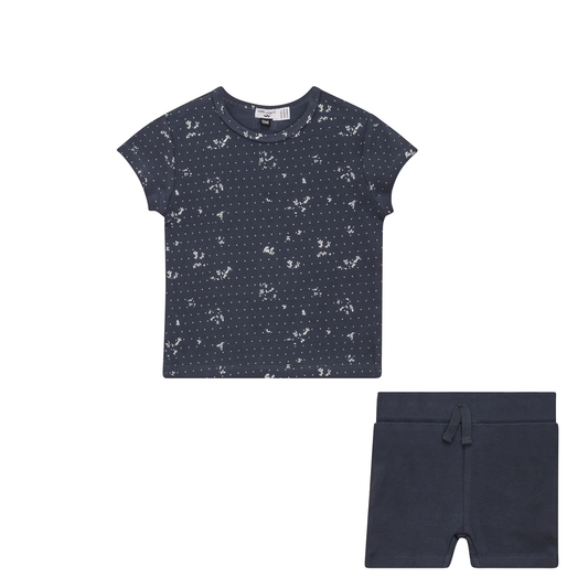 Printed Rib 2Pc Short Set Light Ink