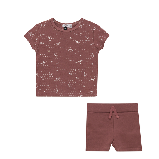 Printed Rib 2Pc Short Set Rosette