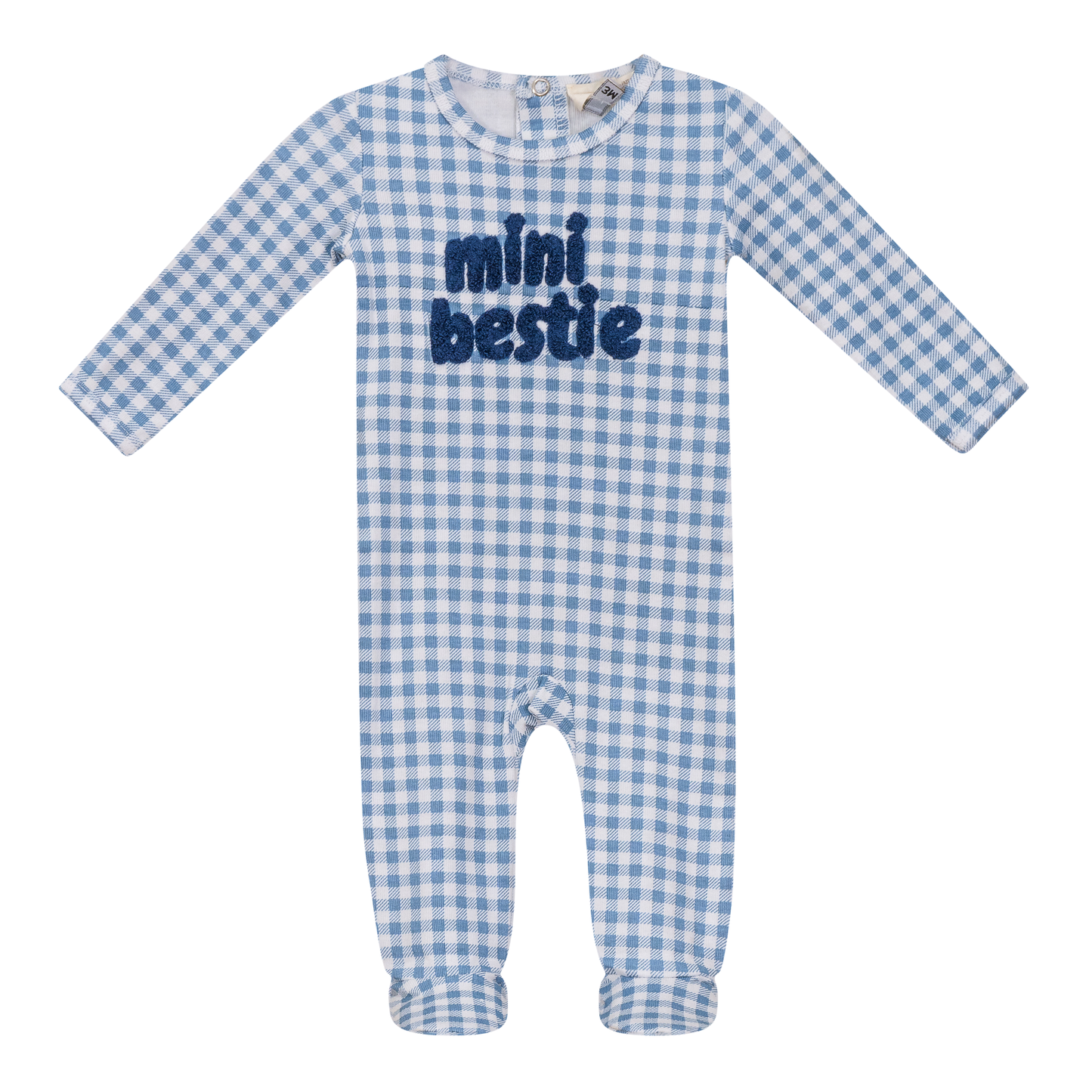 Checkered Mini Bestie Onesie Blue White 3 Months