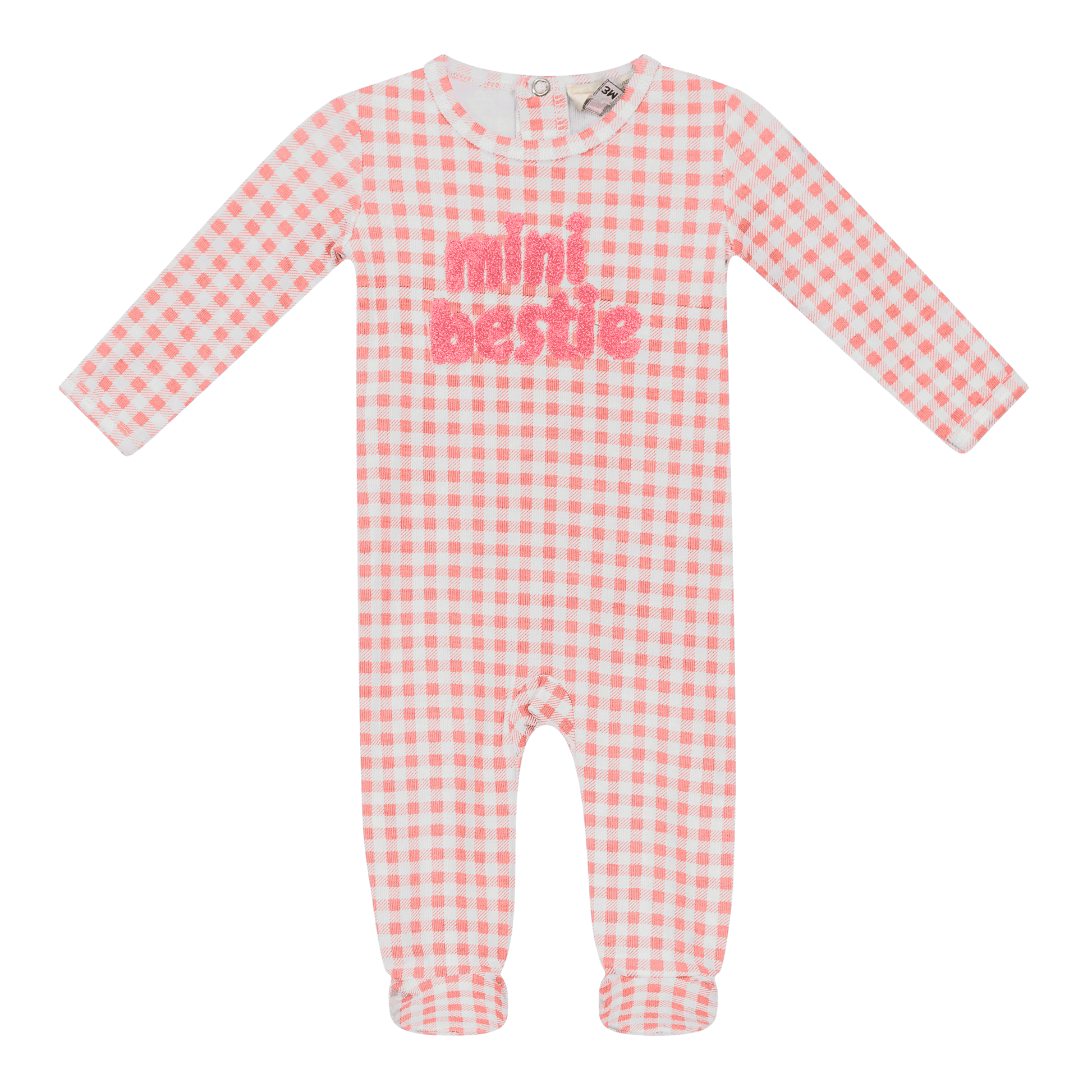 Checkered Mini Bestie Onesie Pink White 3 Months