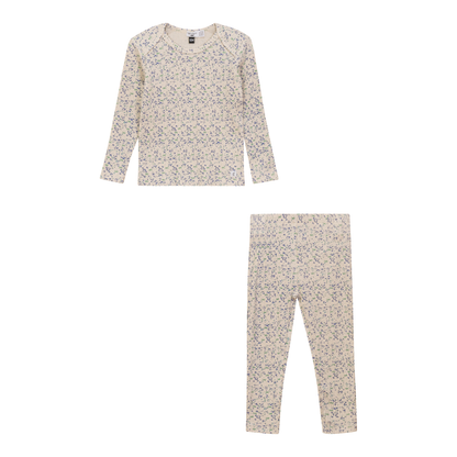 Flower Print 2Pc Set Blue Taupe