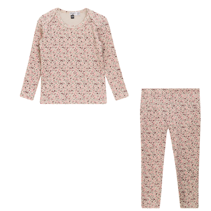 Flower Print 2Pc Set Pink Taupe