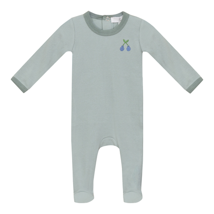 Cherry Print Rib Onesie Mint Sage