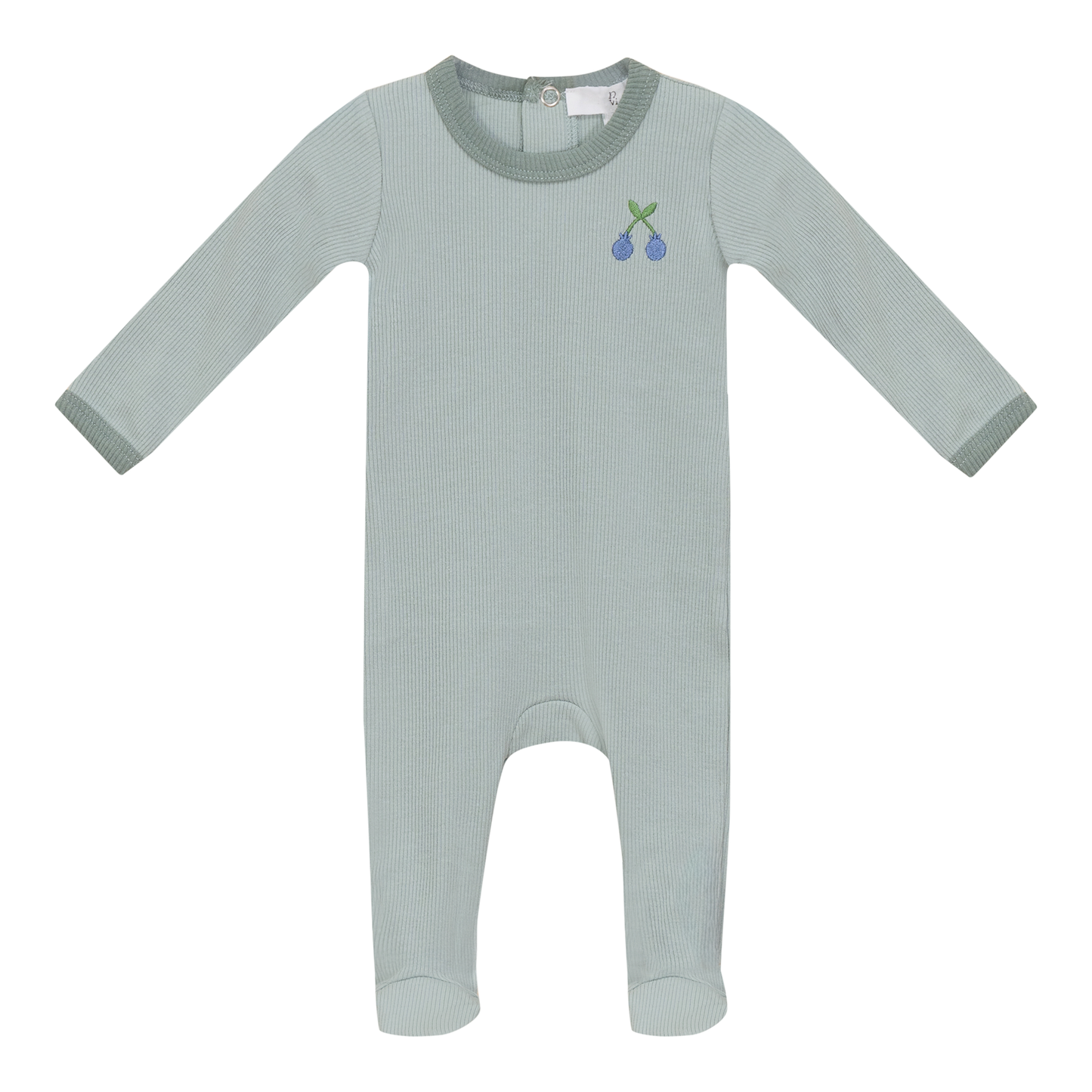 Cherry Print Rib Onesie Mint Sage