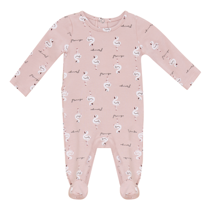 Flamingo Print Onesie Pink