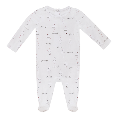 Flamingo Print Onesie White