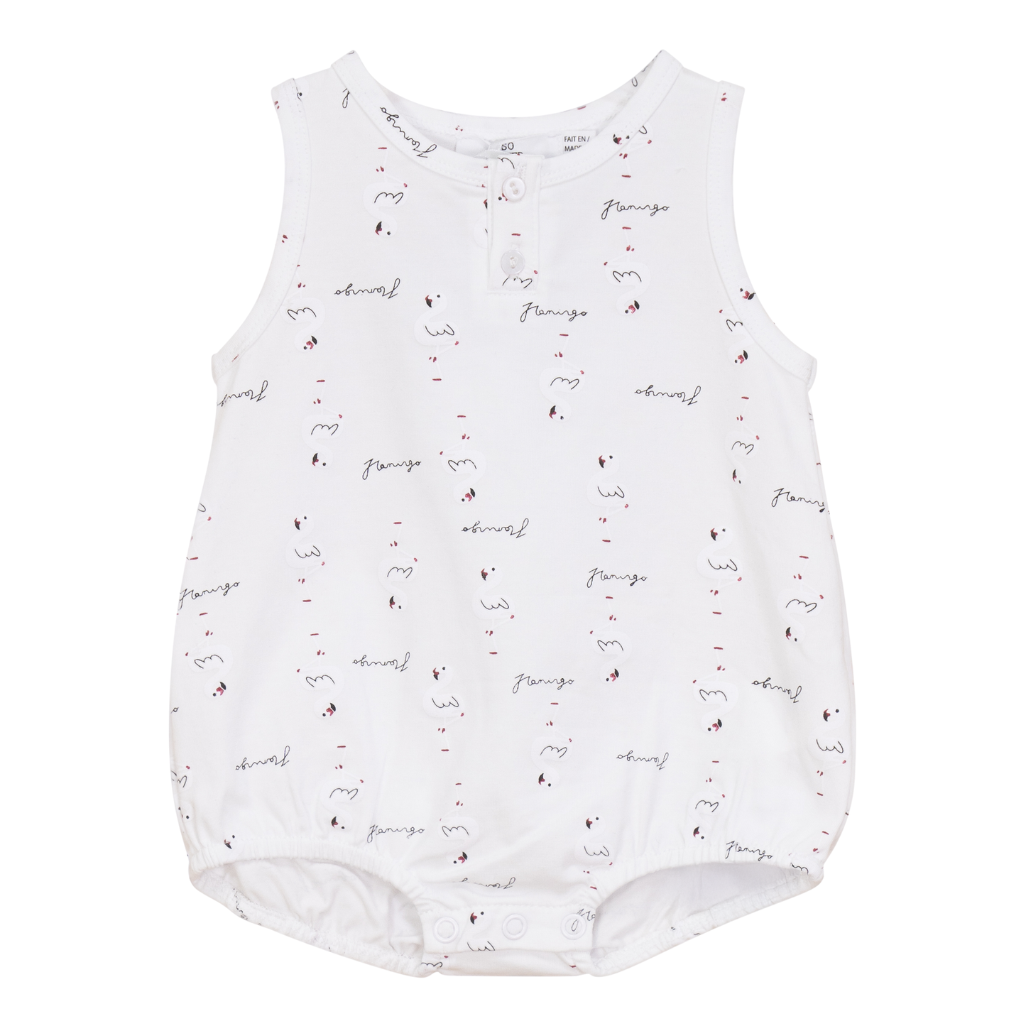 Flamingo Print Romper White