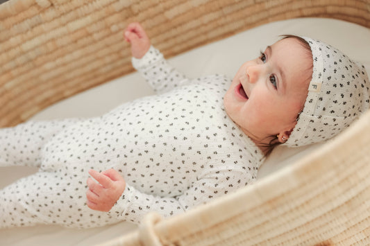 Crinkle Flower Print Onesie Set