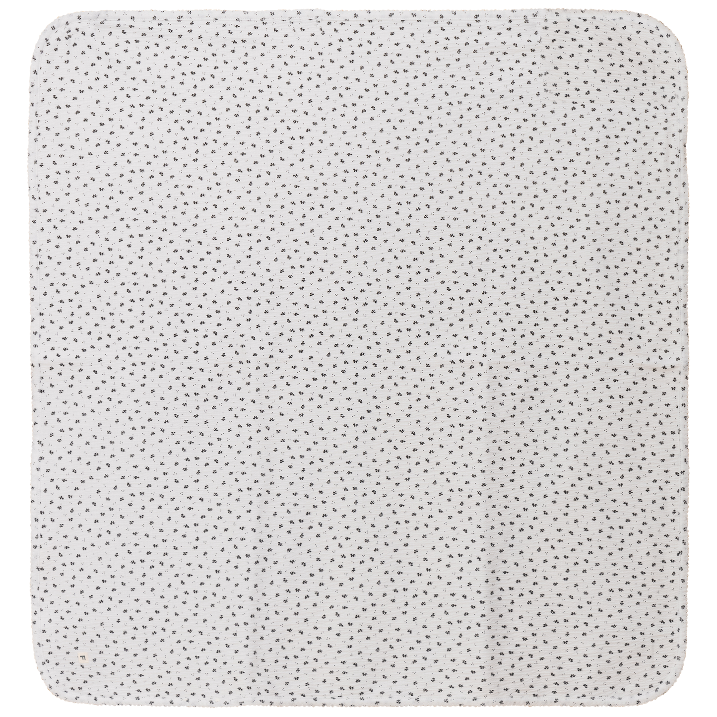 Crinkle Flower Print Blanket White Black One Size