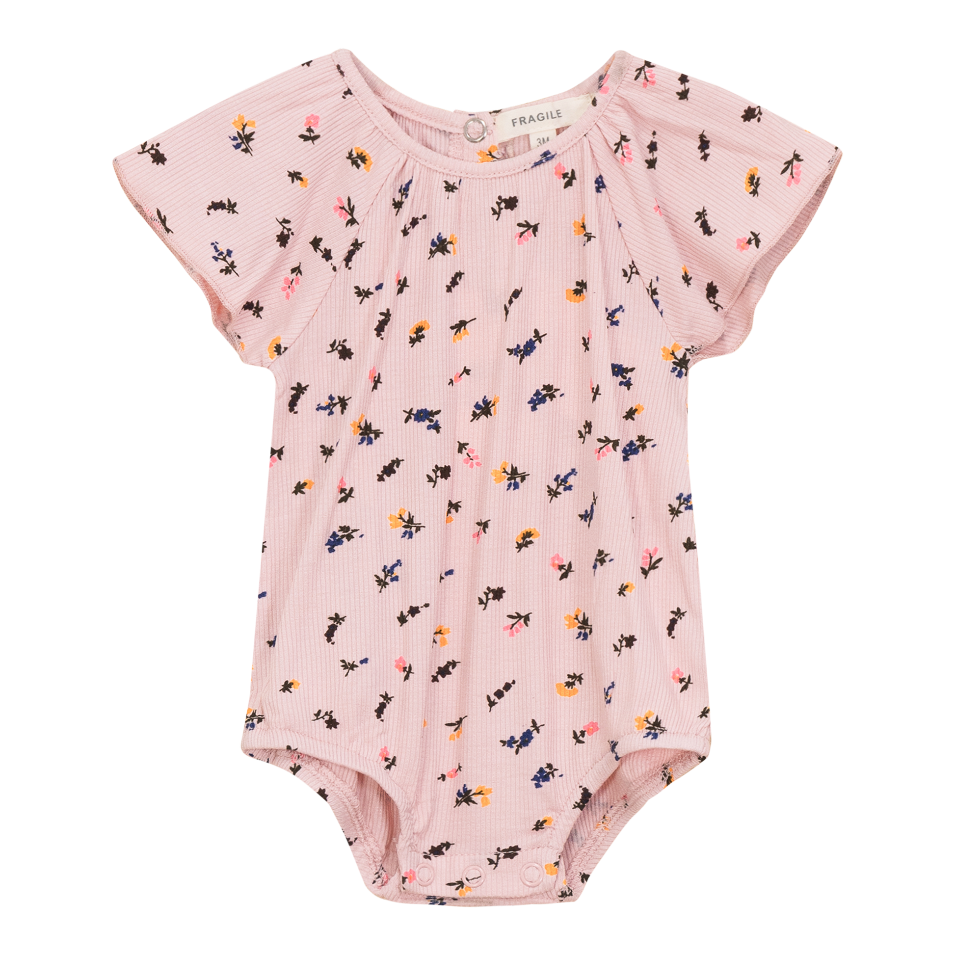 Multi Flower Print Romper Pink