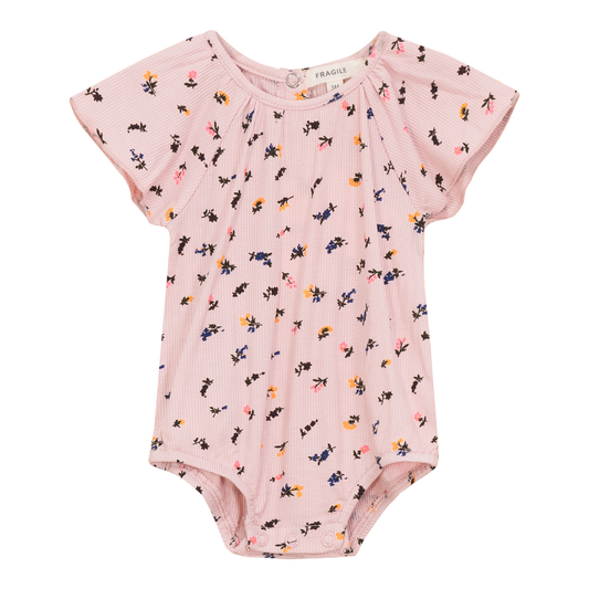 Multi Flower Print Romper Pink