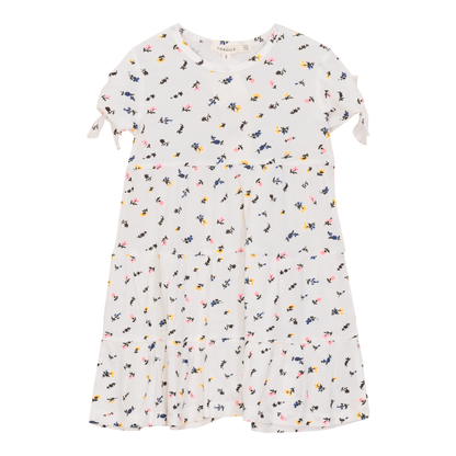 Multi Flower Print Dress White